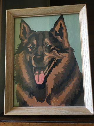 Vintage Framed Dog Paint By Number Small 6 - 3/4” X 8 - 1/2”