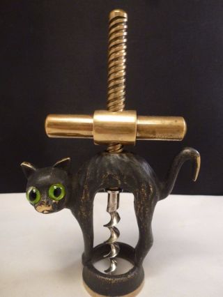 Antique Bronze Figural Cat Corkscrew Made In Germany " Halloween Theme "