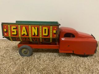 Vintage Metal Steel Banner Sand Gravel Excavating Dump Truck Toy Usa