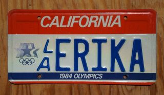 1984 California La Olympics Vanity License Plate - Erika
