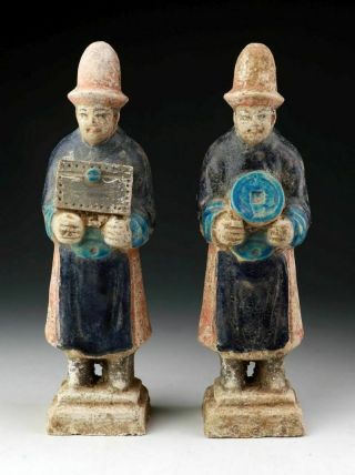 Sc A Ming Dynasty Pottery Figurines,  Attendants,  1368 - 1644