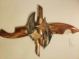 Mid Century Abstract Brutalist Metal Wall Sculpture Torch Art Copper