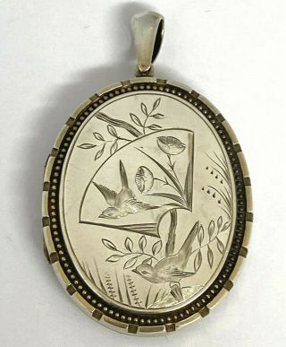 Wonderful Antique Silver Locket With Aesthetic Decoration In Memory Of