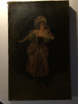 Rare Antique Signed Provocative Art Painting Alcohol