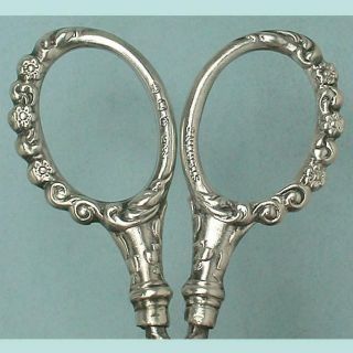 Small Antique English Sterling Silver Embroidery Scissors Hallmarked 1896