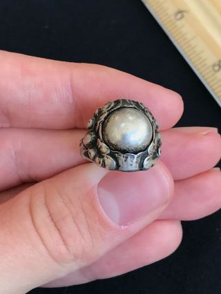 Antique Georg Jensen 11a Sterling Silver Denmark Dome Ball Modernist Ring Size 6