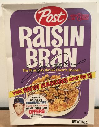 Vintage 1978 Post Raisin Bran Cereal Box - Steve Garvey Signed,  Baseball Tips