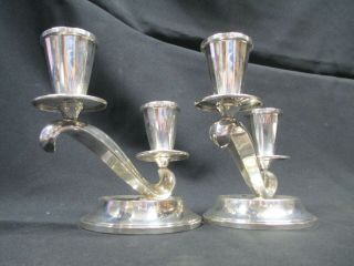 2 Piece Set Fisher Sterling Weighted C61 Double Candelabra Candle Holders