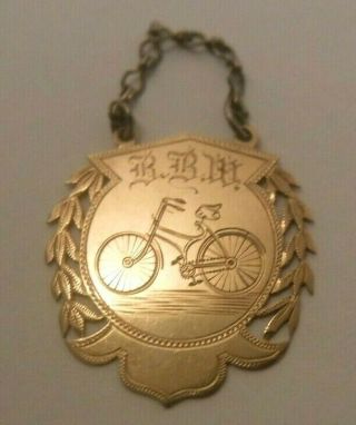Antique Victorian 14k Rose Gold Bicycle Watch Fob Pendant Charm Medal 4.  3 Grams