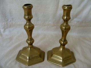 Pair Antique Early 18th Century Brass Candlesticks 1740