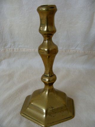 Pair Antique Early 18th Century Brass Candlesticks 1740 2