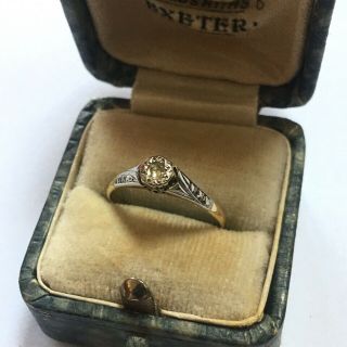 Antique Art Deco 18ct Gold & Platinum Diamond Solitaire Ring 1930 
