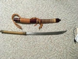 Antique Burmese Burma Dha Sword W/ Scabbard