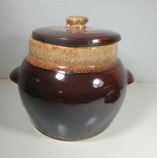 Vintage Mccoy Kathy Kale Bean Pot Brown Drip Glaze Cookie Jar Coffee Canister