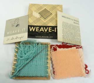 Vintage Donar Weave It 4 " Loom W/ Needle & Instructions & Box