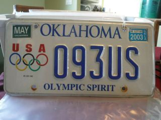 Oklahoma License Plate Olympic Spirit Usa 093us