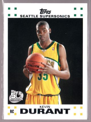 Kevin Durant Supersonics Rookie White Border 2007 - 08 Topps 2 Of 14 Pack Fresh Rc