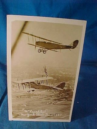 1920 Aviation History Rppc W Tex Mclaughlin - Airplane Daredevil Wing Walking