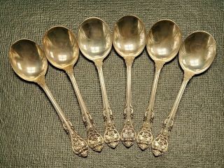 (6) Gorham King Edward Sterling Silver Flatware Cream Soup Spoons 6 - 1/4 "