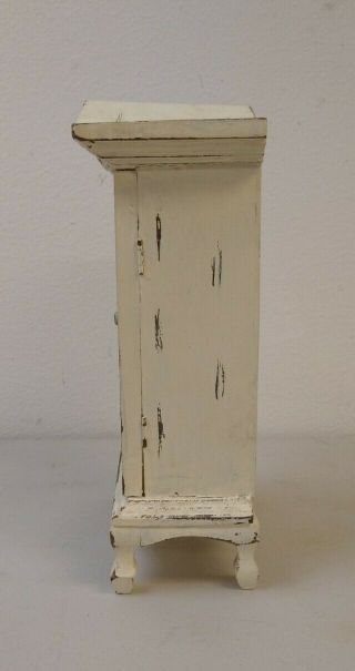 Vintage White Wood Jewelry Box with Glass Door Single Shelf 3