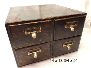 Vintage Antique Macey (warnicke) Dark Tiger Oak 4 Drawer File Cabinet (keee)