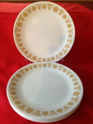 Vintage Corelle Butterfly Gold Set Of 8 Dinner Plates 10 1/4 "
