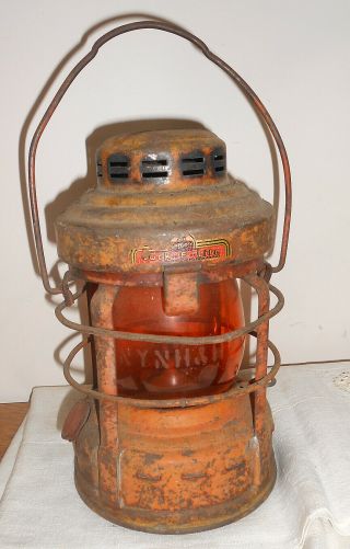 Antique Luck E Lite Railroad Lantern Ny Nh H Amber Globe