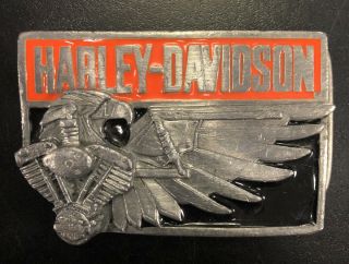Harley - Davidson Siskiyou | Belt Buckle | Vintage | Engine Eagle Enameled |