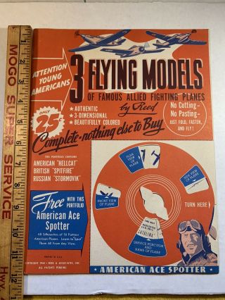 Vintage Wwii 1940’s Flying Planes Paper Airplane Kit Hellcat Spitfire Stormivik
