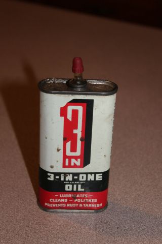 Vintage Oil/lubricants 3 In One Brand Ad Litho Tin Bottle,  Usa