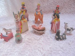Vintage 13 Piece Terra Cotta Nativity Set