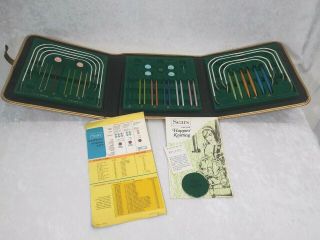 Vintage " Sears Knitting Kit " Sewing Crafting Tri - Fold Case Instructions