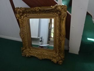 Decorative Antique Gold Gilt Old Picture Frame Deep Swept Mirror 24 " X21 "