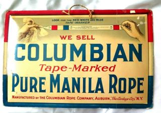 Antique Advertising Sign Columbian Rope Co Whitehead Hoag Celluloid Crystaloid
