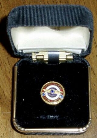 Northwest Airlines U.  S.  Air Mail 10 K Gold Filled Service Pin With 3 Sapphires