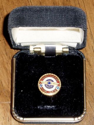 Northwest Airlines U.  S.  Air Mail 10 K Gold Filled Service Pin with 3 sapphires 3