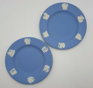 Set Of 2 Vintage Wedgwood Blue Jasperware Plates 6.  5 "