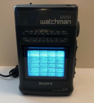 Vintage Sony Mega Watchman Fd - 510 B&w Tv Fm/am Receiver 1982 Good