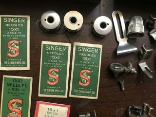 Vtg Singer Sewing Machine Attachments Box 1261 160359 36865 5 1 & several more 3