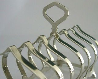 Quality English Solid Sterling Silver Six Slice Toast Rack 1932 Arabesque