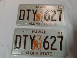Vintage 1981 Hawaii King Kamehameha License Plates - Never Mounted 2