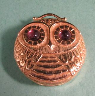Vintage Revlon Intimate Gilded Owl Solid Perfum Compact