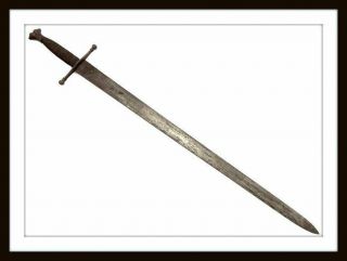 ANTIQUE MEDIEVAL CRUSADER ' S STYLE KNIGHT ' S BROAD SWORD SPANISH ENGLISH ITALIAN 2