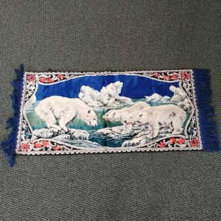 Vintage Polar Bear Rug Tapestry Wall Hanging - 38 " X 20 "