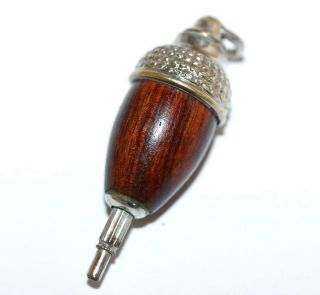 Antique Treen Wood Acorn Propelling Pencil Charm Watch Fob For Chatelaine C.  1890