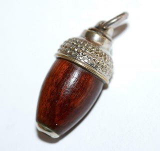 Antique Treen Wood Acorn Propelling Pencil Charm Watch Fob For Chatelaine c.  1890 2