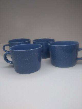 Vintage Japanese Coffee And Tea Stoneware Mugs Light Blue With White Specks Rare