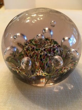 Rare Old Vintage Antique Bubbles Millefiori Art Glass Artisan Paperweight