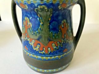 Gouda Pottery Vase,  Antique Art Pottery,  Arts and Crafts Style,  Hand Painted 3