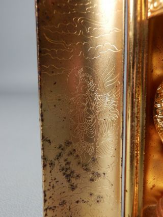 JAPANESE VTG H9.  5cm 3.  7” BUDDHIST SENJU KANNON ZUSHI GOLD PLATED METAL PLASTIC 3
